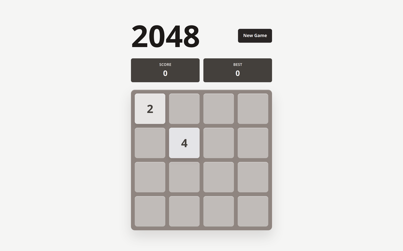 Screenshot of the 2048 sliding-tile puzzle game.