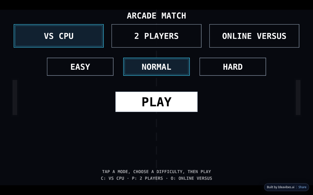 Screenshot of the Pong Online multiplayer game.