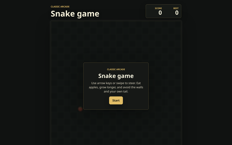 Screenshot of the classic arcade Snake game.
