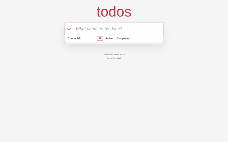 Screenshot of the TodoMVC todo utility app.